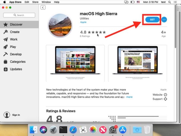 mac os high sierra installer download without app store